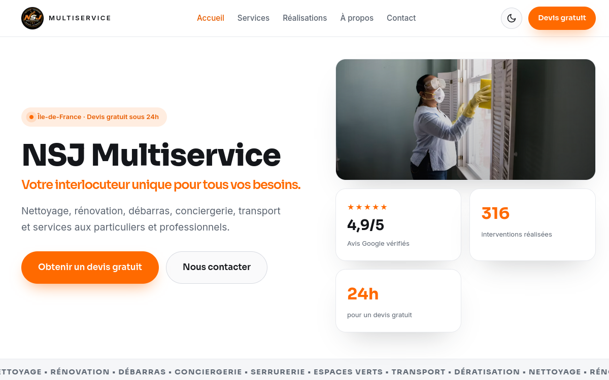 Aperçu du site NSJ Multiservice